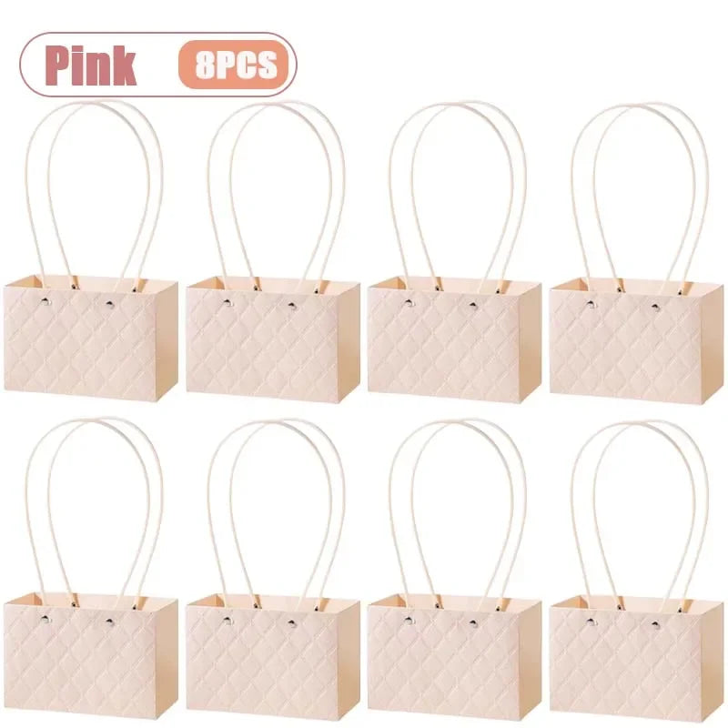 Reusable Waterproof Floral Gift Tote Bags – Wedding & Party Floral Gift Tote Bags Babs Pink-8PCS 22x10x13cm