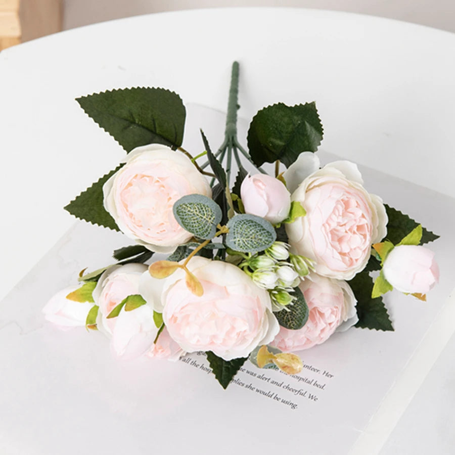 Silk Peony Bouquet – Artificial Flowers for Home & Wedding Artificial Flower Bouquet Babs Light Pink 1pc