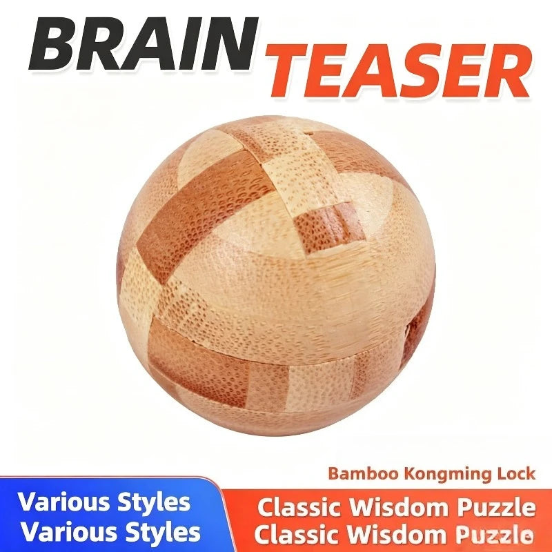 Bamboo Kongming Lock 3D Interlocking Puzzle Brain Teaser Toy 3D Interlocking Puzzle Babs