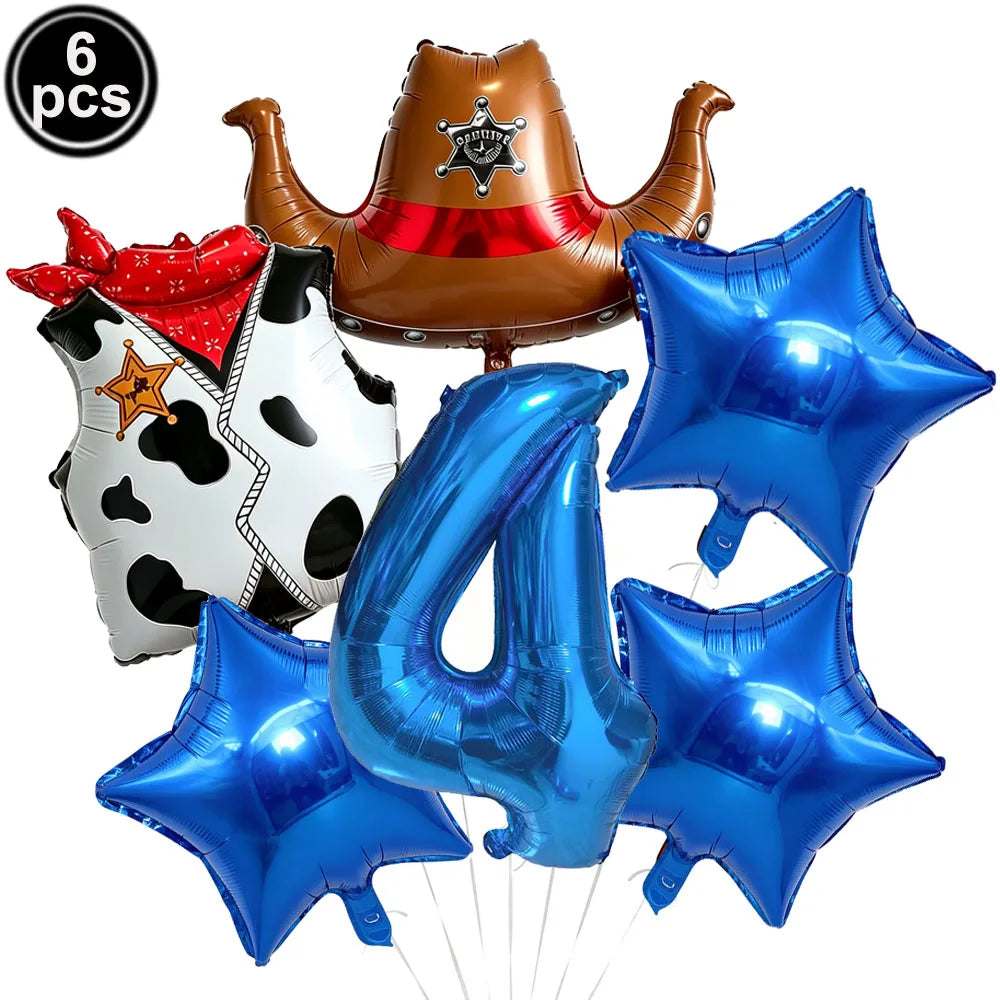 Western Cowboy Foil Balloon Set – 6pc Birthday Party Decor Party Foil Balloons Babs YELLOW As pictures show