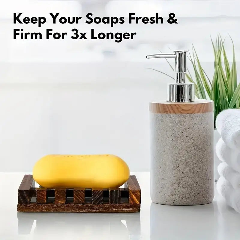 2pcs Wooden Self-Draining Soap Dish for Bathroom Sink Wooden Soap Dish Babs