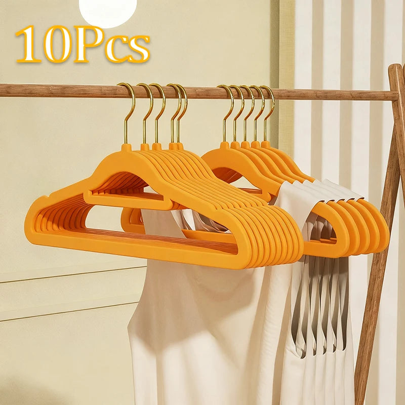 10-Pack Non-Slip Felt Suit Hangers | Ultra-Slim 360° Gold Hook Clothes Hangers Babs Orange