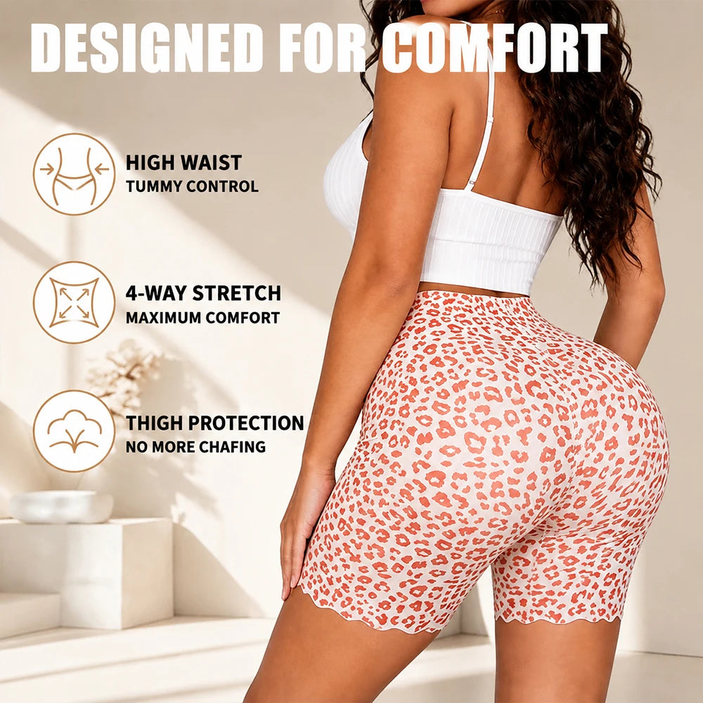 Plus Size High Waist Leopard Seamless Shaping Shorts Shapewear Shorts Babs