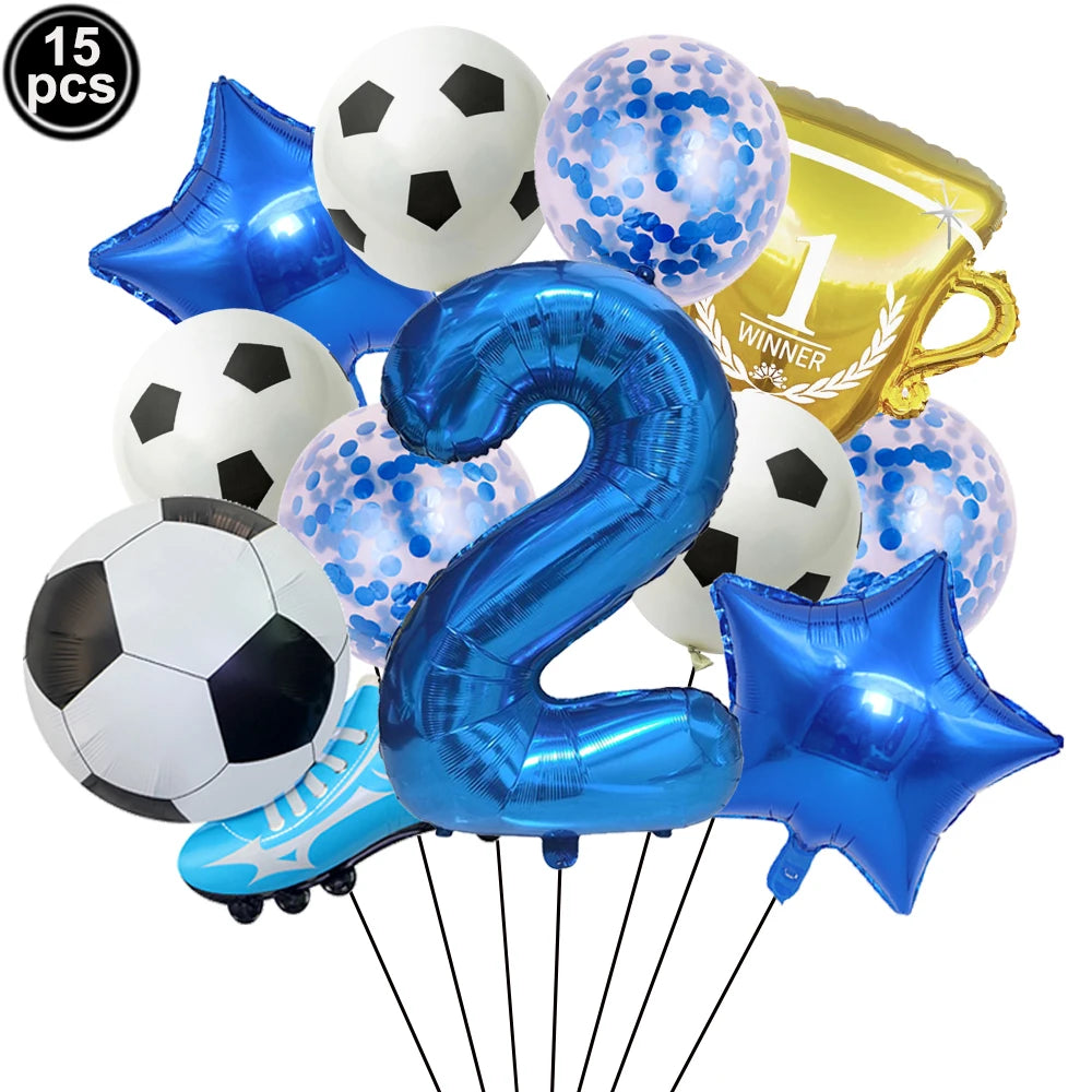 32" Soccer Ball Foil Balloon Set – Kids Birthday Party Decor Party Foil Balloons Babs Blue Number 2 As pictures show