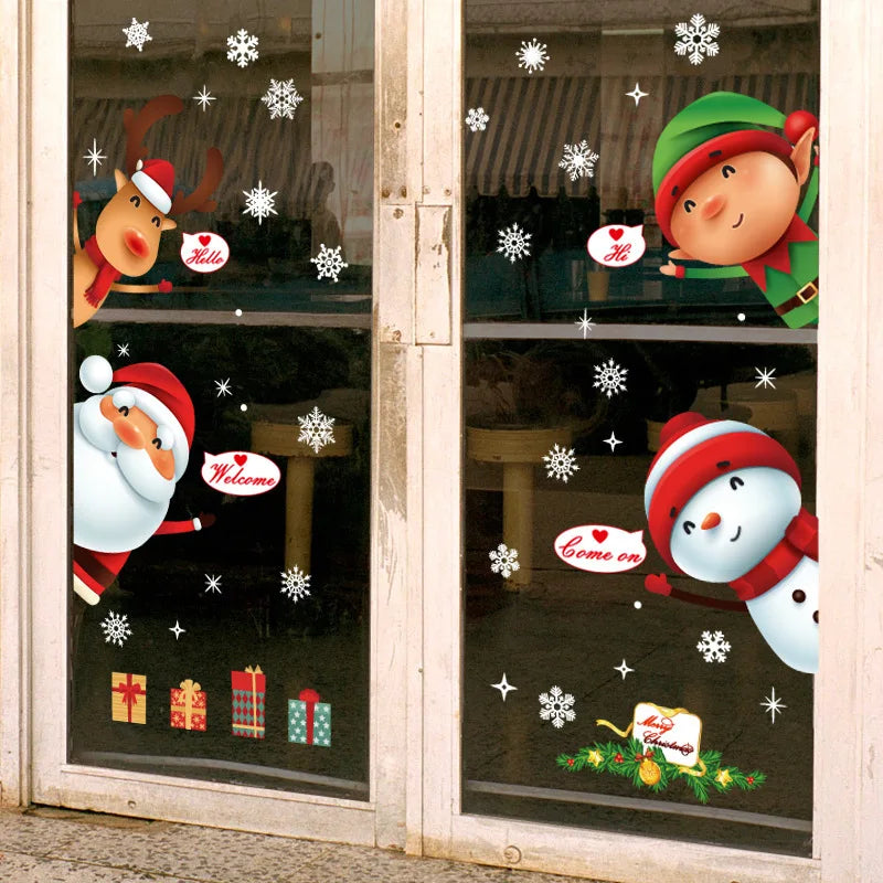 Christmas Window Stickers – Santa & Snowflake DIY Wall Decals