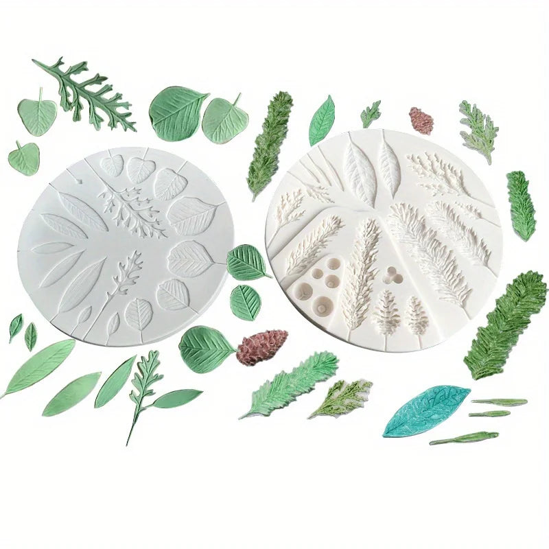2pc Silicone Wreath Mold – Leaf & Pine Cone Crafting Set Silicone Craft Mold Babs