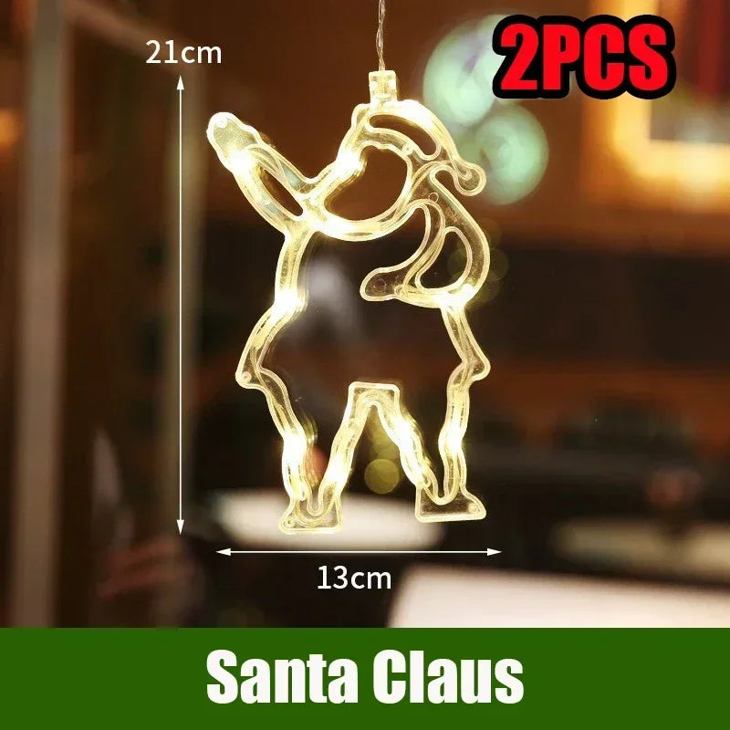 LED Christmas String Lights – Santa Claus Window Suction Cup Christmas String Lights Babs Santa Claus-2pcs
