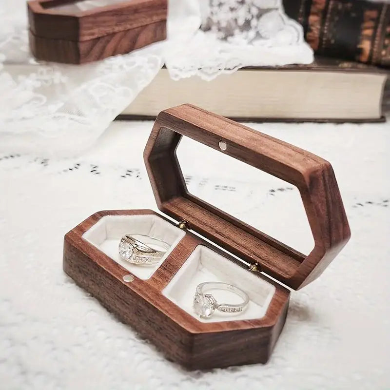 Vintage Wooden Jewelry Box with Transparent Lid Jewelry Storage Box Babs