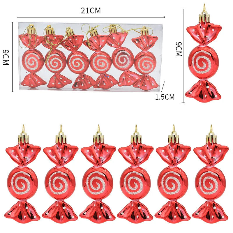 6-Piece Christmas Candy Tree Ornaments Set – Holiday Pendants Christmas Tree Ornaments Babs C