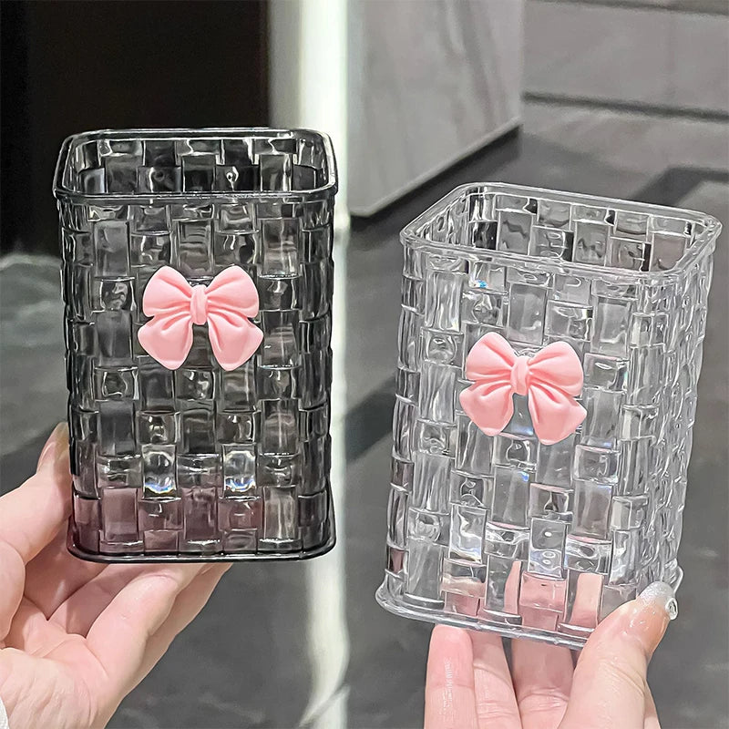 Desktop Pen Holder & Storage Box with Bow Decoration Desktop Pen Holder Babs