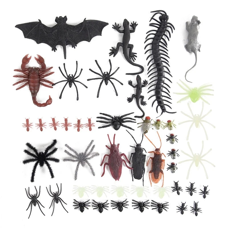 Halloween Plastic Spider Bat Bug Set – Scary Party Props Halloween Trick Props Babs