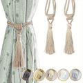 2pcs Handmade Tassel Curtain Tiebacks – Gold Rope Holdbacks Curtain Tieback Set Babs Beige