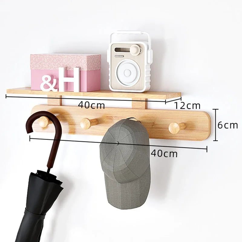 Wall Mounted Wood Coat Rack 8 Hooks – Modern Pine Organizer Wall Mounted Coat Rack Babs Log Color-4 Hooks