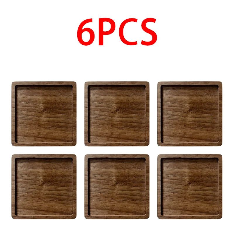 Wooden Coasters for Drinks – Eco-Friendly Wood Cup Coaster Set Wood Drink Coasters Babs 6pcs 3-Walnut
