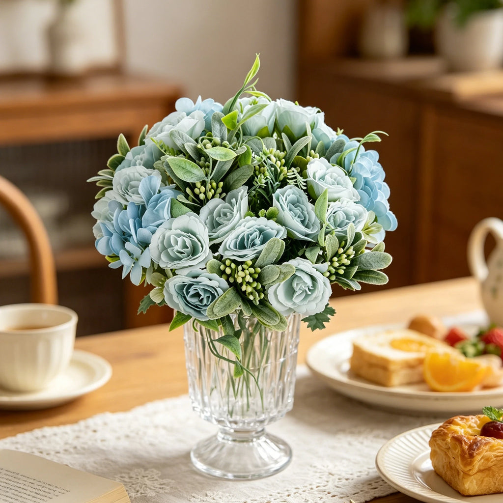 Silk Rose Hydrangea Artificial Flower Bouquet – Wedding & Home Artificial Flower Bouquet Babs