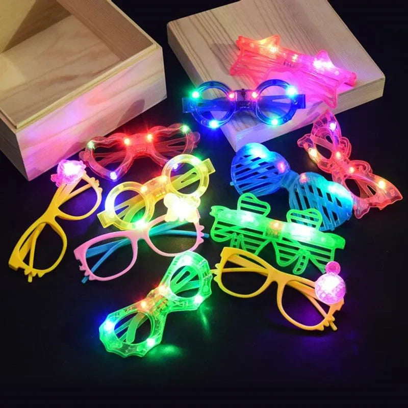 LED Blinking Cartoon Glow Glasses – 20pcs Party Pack LED Party Glasses Babs