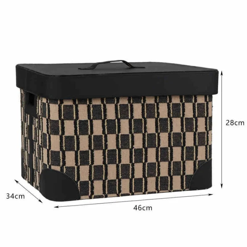 Large Leather Storage Box with Lid – Retro Luxury Organizer Leather Storage Box Babs Black-Large
