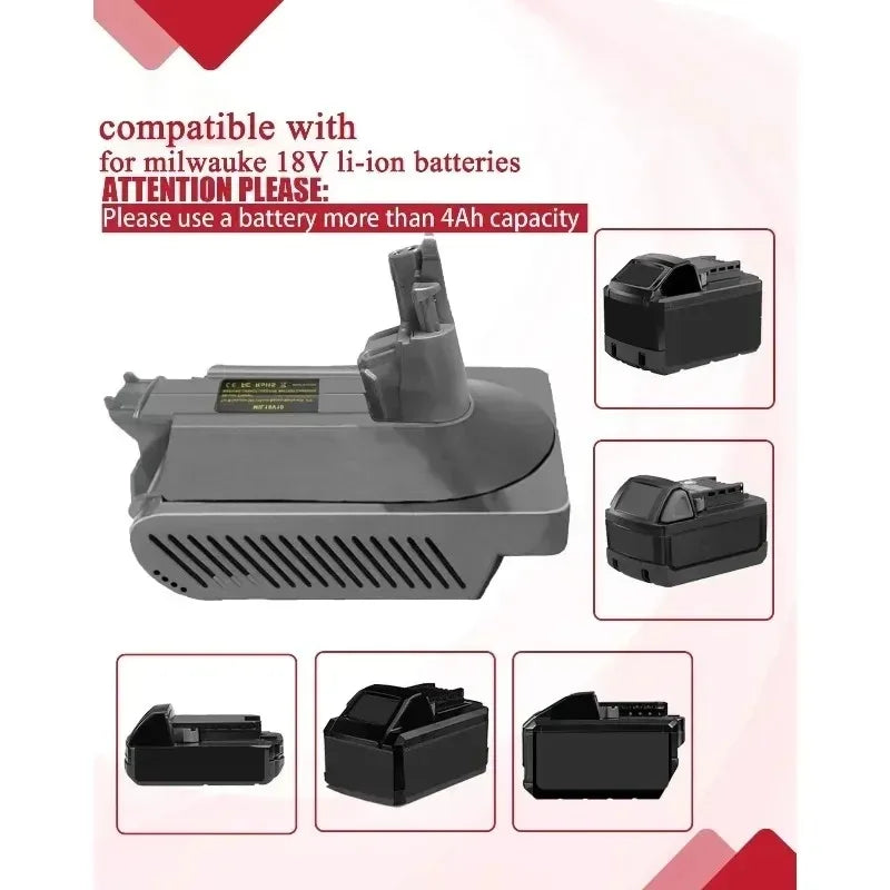 Milwaukee 18V to Dyson V10 SV12 Battery Adapter MIL18V10 Battery Adapter Babs