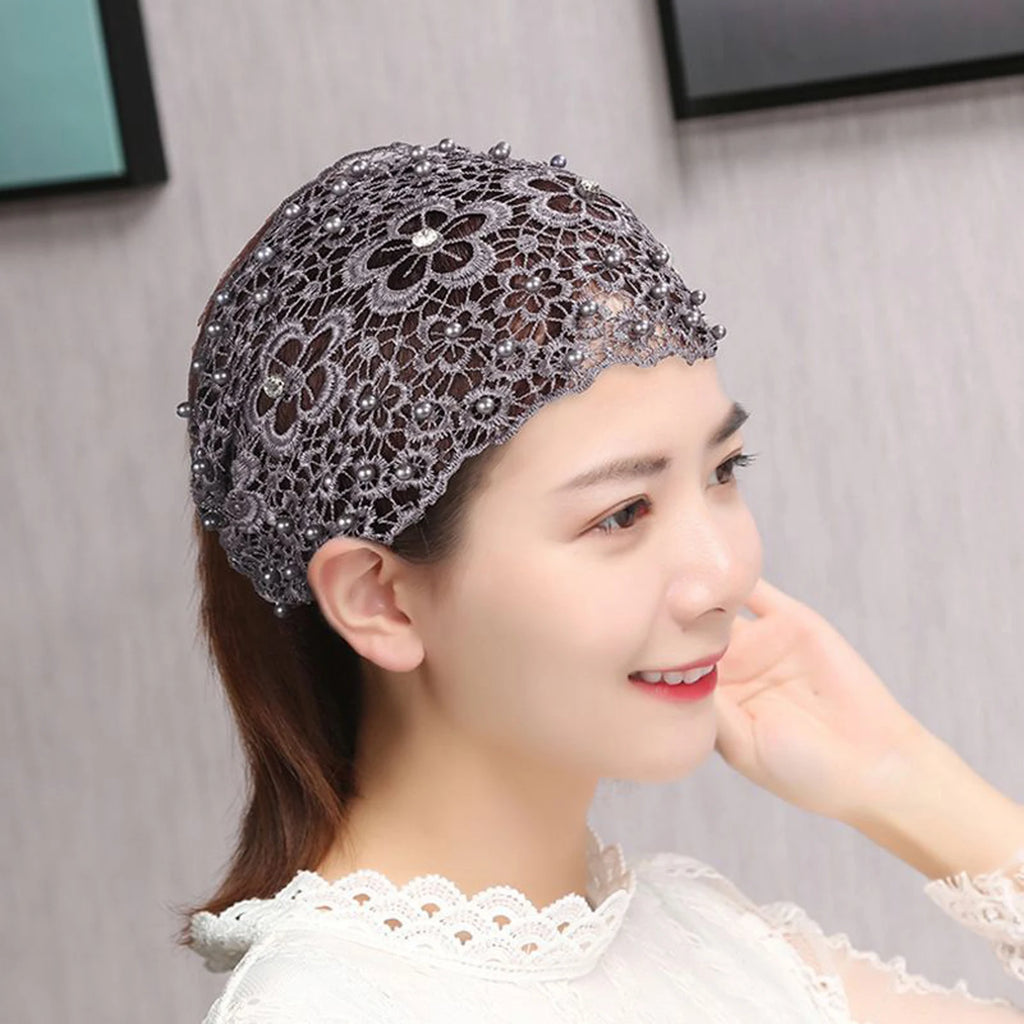 Women's Wide Hollow Headband – Rhinestone & Pearl Flower Women's Hair Headband Babs