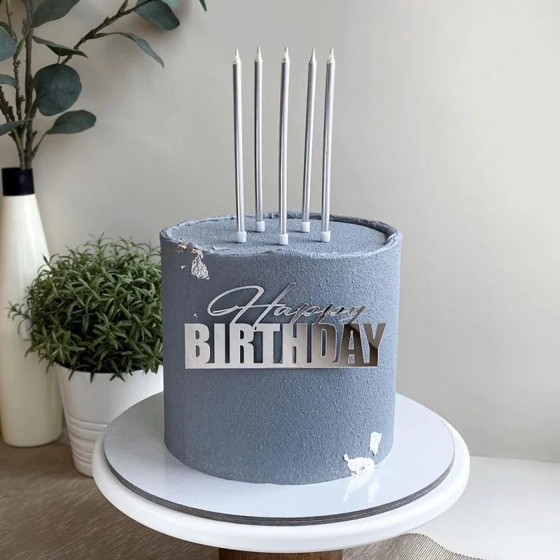 Gold Silver Acrylic Happy Birthday Cake Toppers – DIY Decor Cake Topper Babs 3