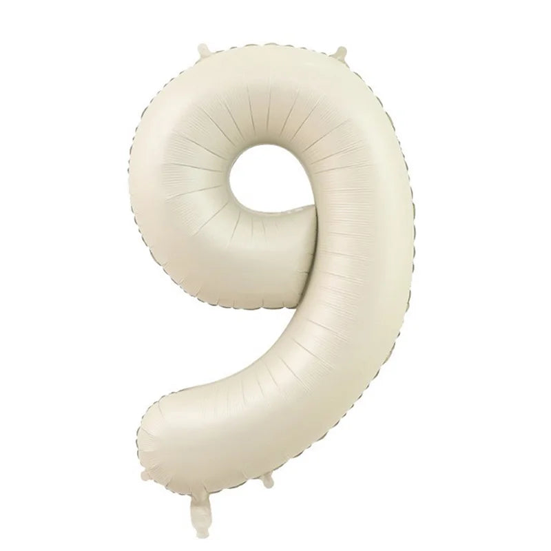 32/40" Cream Foil Number Balloons 1–9 | Party & Wedding Decor Foil Number Balloons Babs Cream9 32inch