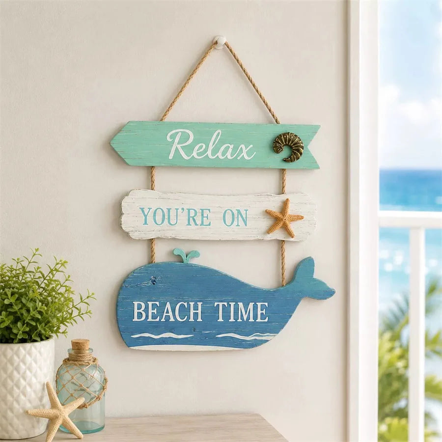 Wooden Ocean Theme Wall Hanging – Marine Style Home Decor Wall Hanging Decor Babs