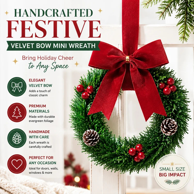 Christmas Garland with Red Bow – Festive Holiday Cabinet Decor Christmas Garland Babs
