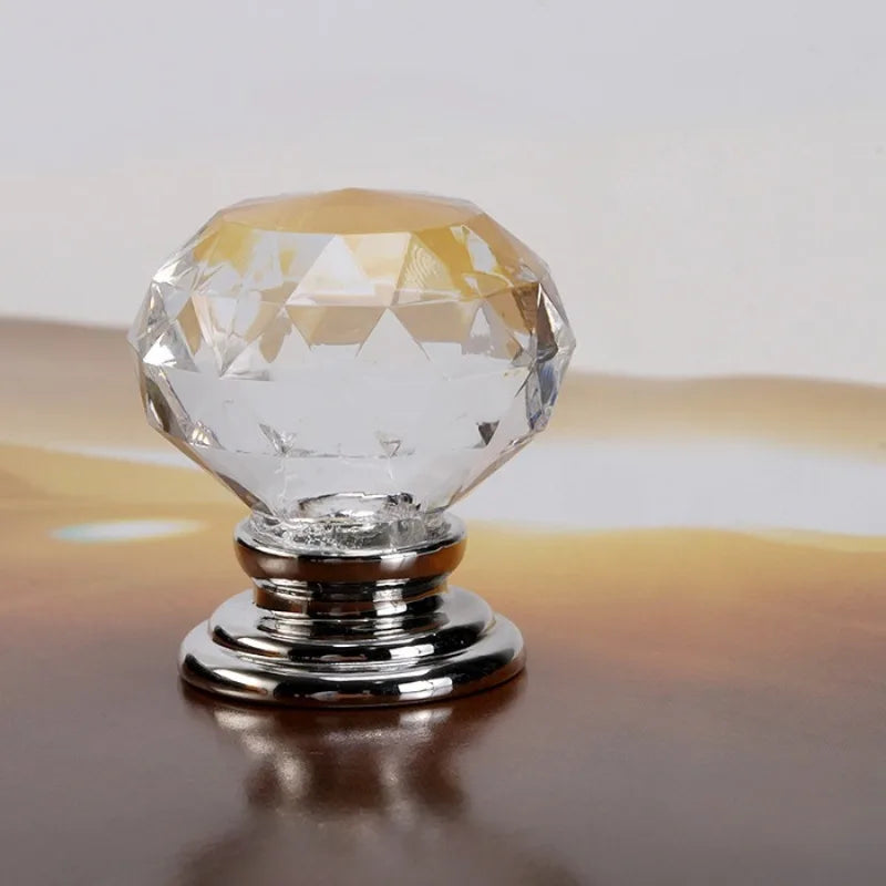 5pcs Crystal Acrylic Round Cabinet & Drawer Handles – 4 Colors Cabinet Drawer Pulls Babs Silver
