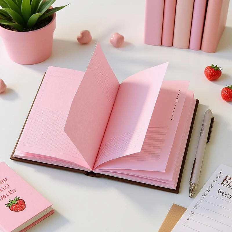 Strawberry Chocolate A6 Notebook – Kawaii Pink Journal & Planner Kawaii Notebook Babs