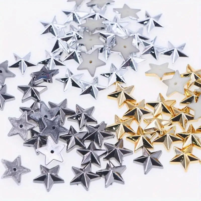 100pcs Acrylic Star Gems Flat Back Gold Silver DIY Clothing Decor DIY Craft Embellishments Babs