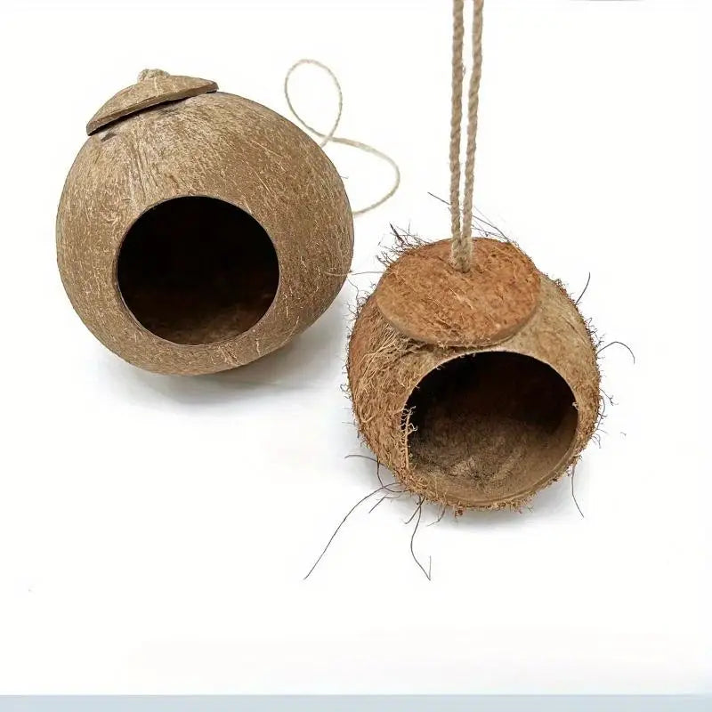 Natural Coconut Shell Bird Nest Hideout for Parrots & Small Pets Bird Nest Hideout Babs
