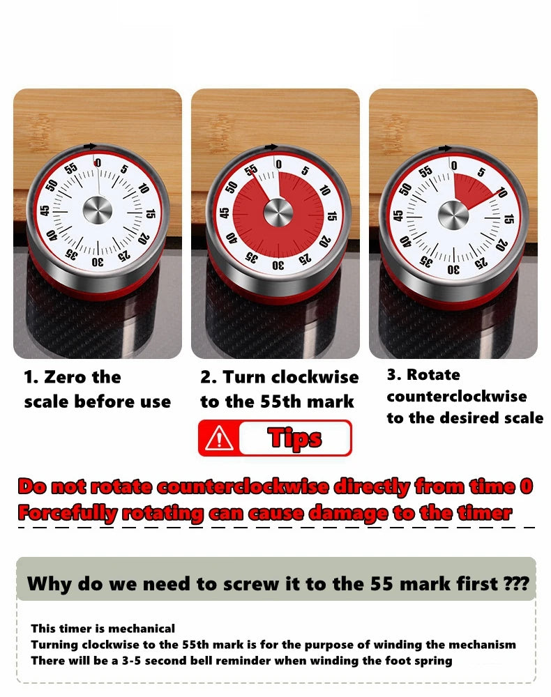Magnetic Kitchen Timer – Mechanical Visual Countdown Timer Mechanical Kitchen Timer Babs