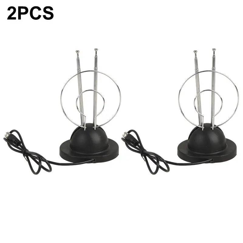 Indoor Loop Rabbit Antenna VHF UHF HDTV Analog Digital Signal Indoor TV Antenna Babs 2PCS