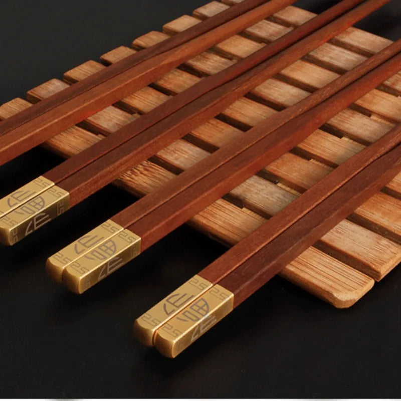 Rosewood Wooden Chopsticks Set – 3 Pairs, Japanese Style Wooden Chopstick Set Babs