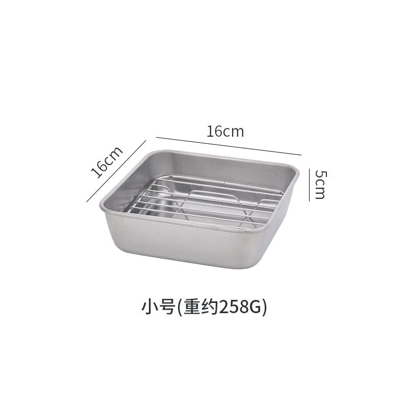 Square Stainless Steel Baking Tray with Grid Rack | Nonstick Baking Tray & Rack Babs