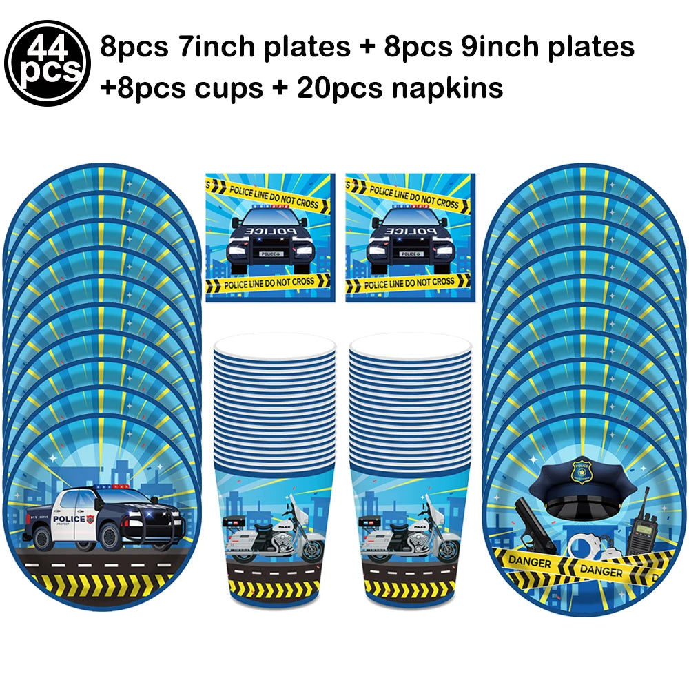 Police Theme Kids Party Supplies – Plates, Cups & Balloons Set Party Supply Set Babs cutlery set B As pictures show