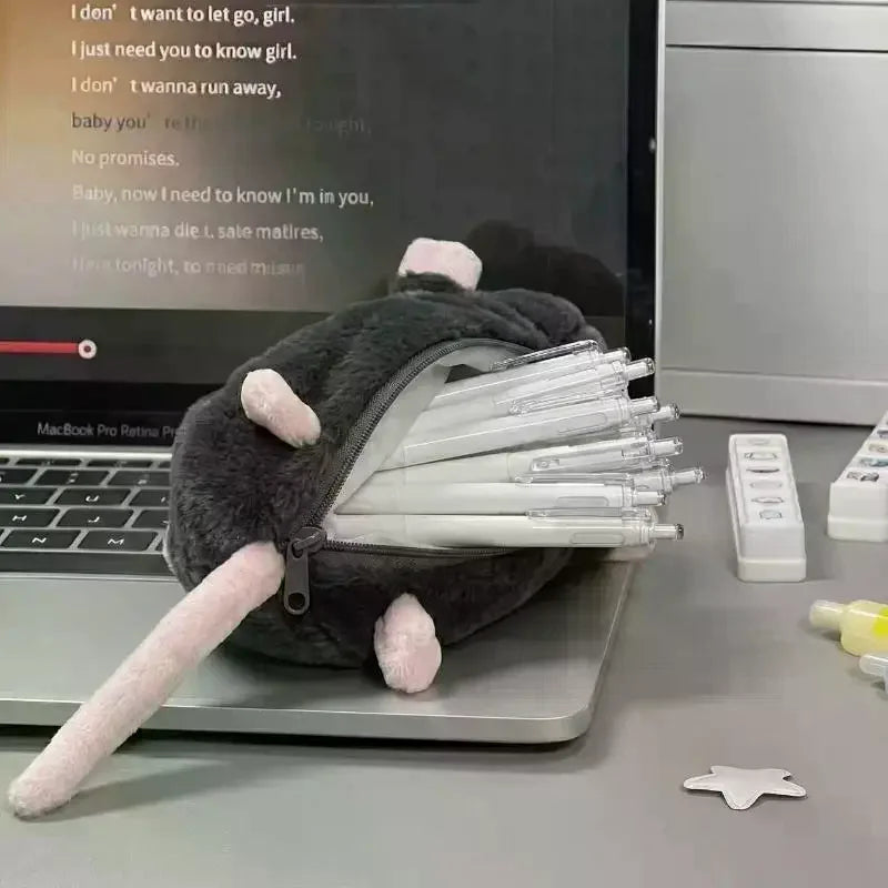 Cute Mouse Plush Pencil Case – Large Capacity Stationery Pouch Plush Pencil Case Babs