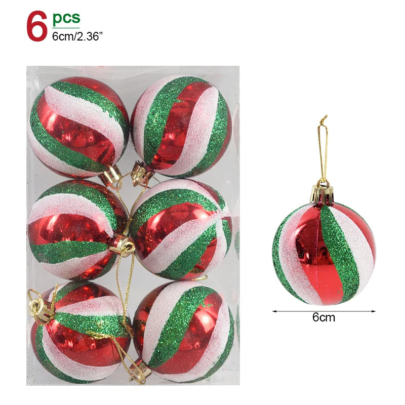 6-Pack Clear Snow Christmas Ball Ornaments 6cm – Tree Baubles Christmas Tree Ornaments Babs Style11 as picture