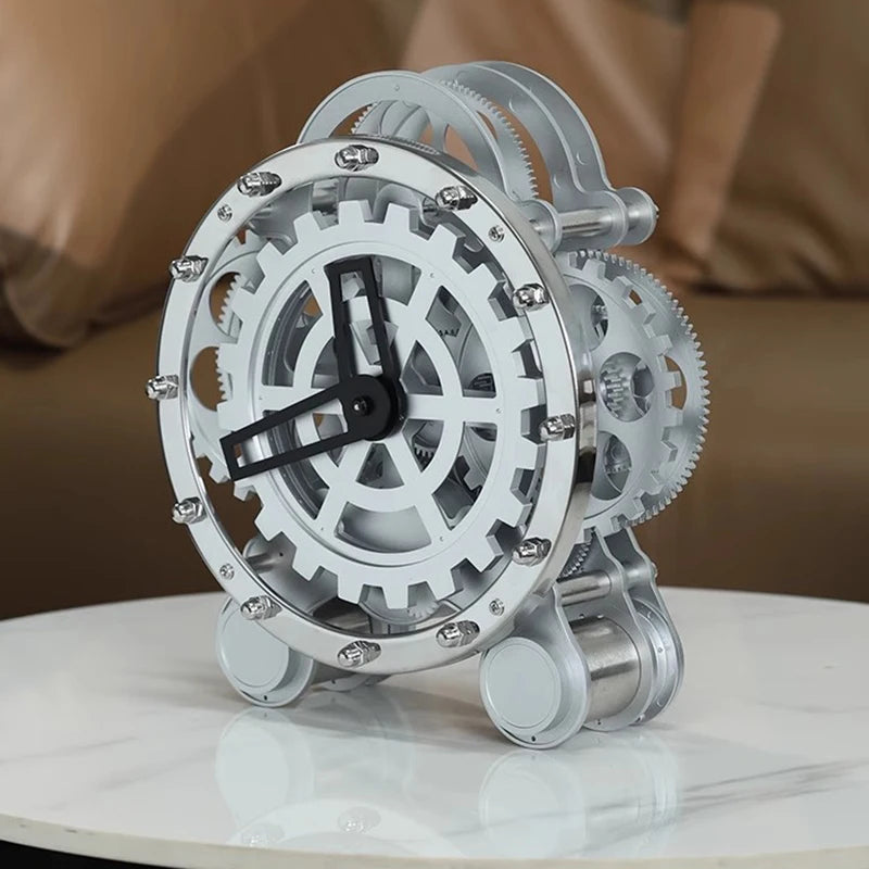 Nordic Rotating Gear Table Clock – 14" Metal Desk Decor Decorative Desk Clock Babs