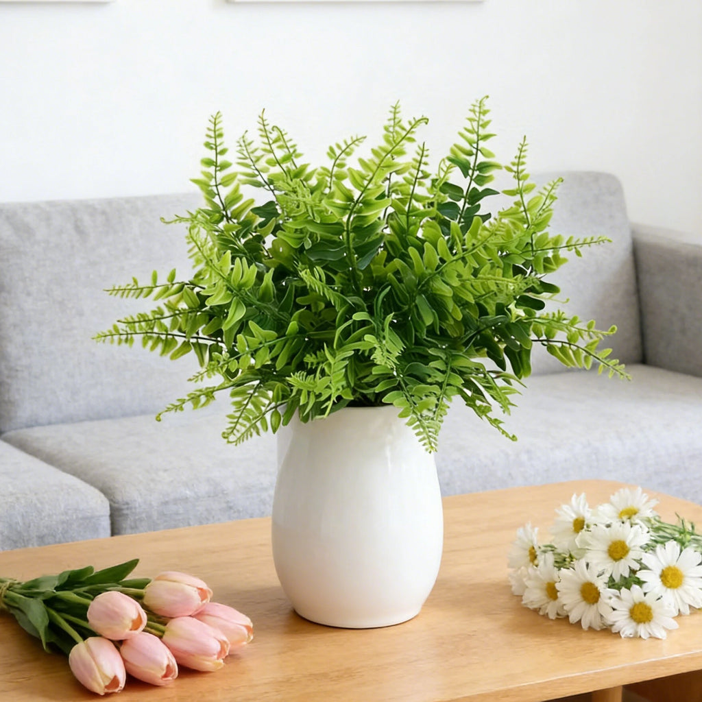 Artificial Persian Fern Leaves Faux Plant Bouquet – 1 or 3 Pcs Artificial Fern Stems Babs
