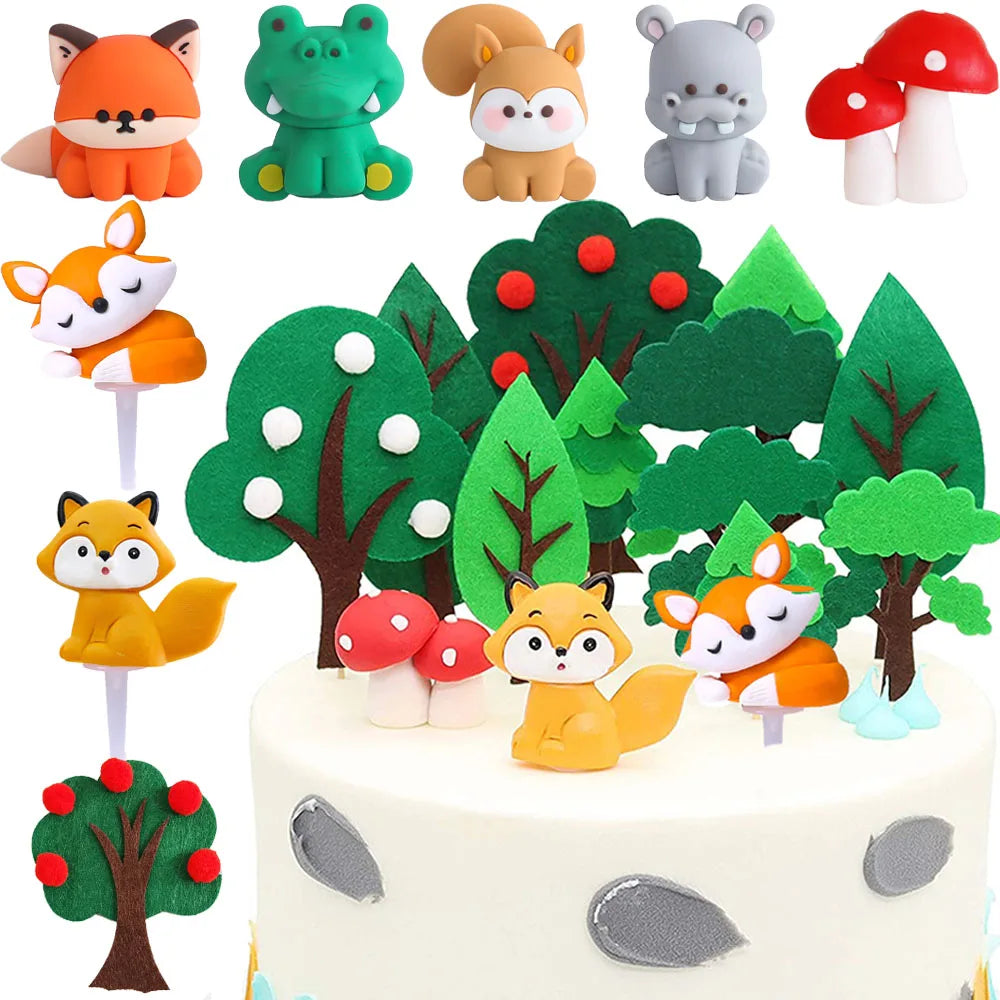Forest Animal Cake Toppers – Fox Squirrel Croc Hippo Birthday Cake Toppers Babs