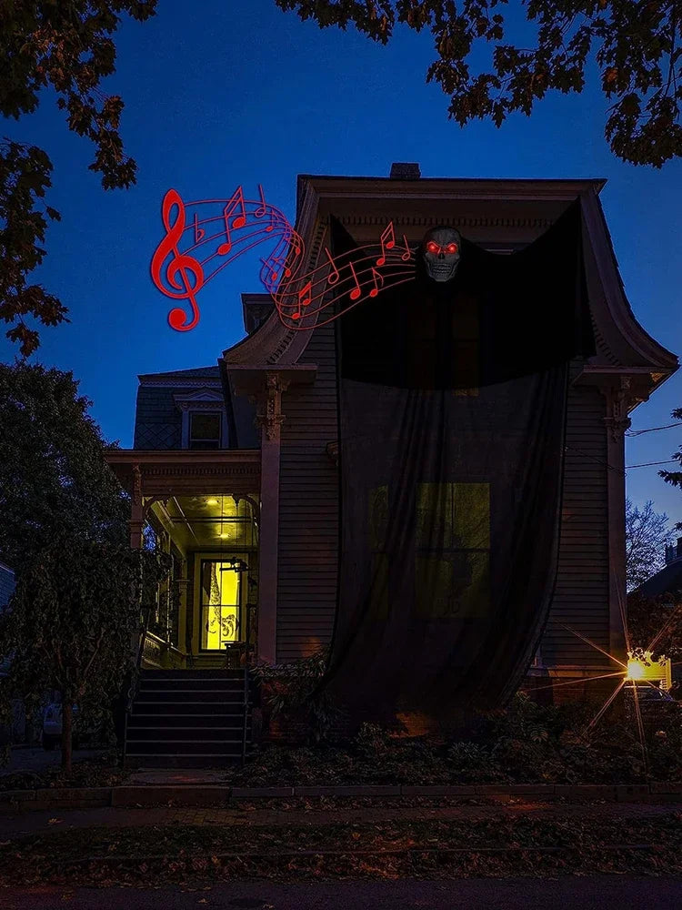 Halloween Hanging Ghost Decoration – Skull Mask, Light & Sound Halloween Decoration Babs