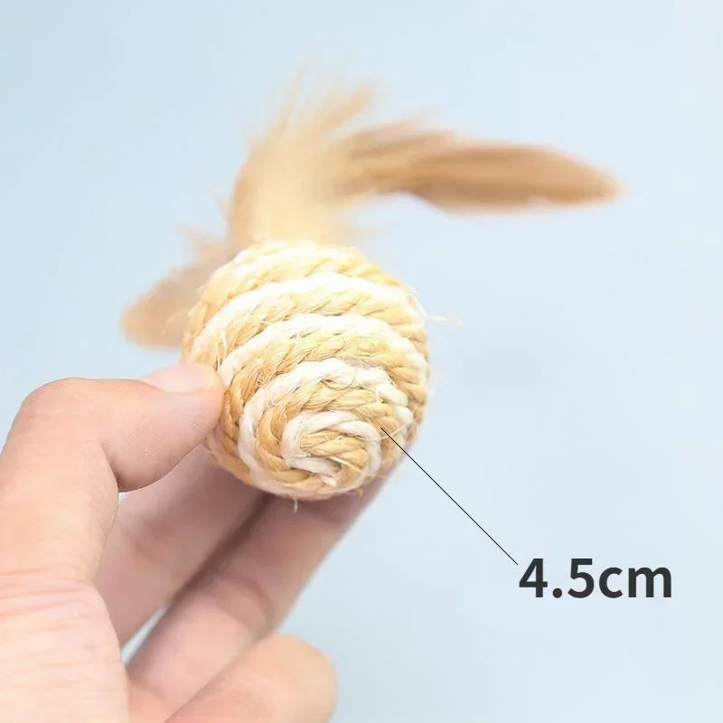 Sisal Feather Ball Cat Scratch Toys – Pack of 1/2/5/10 Cat Scratch Toy Babs