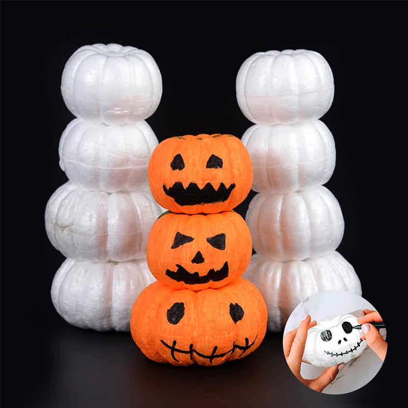 10-Pack White Foam Pumpkins – DIY Halloween Craft Decoration Foam Craft Pumpkins Babs