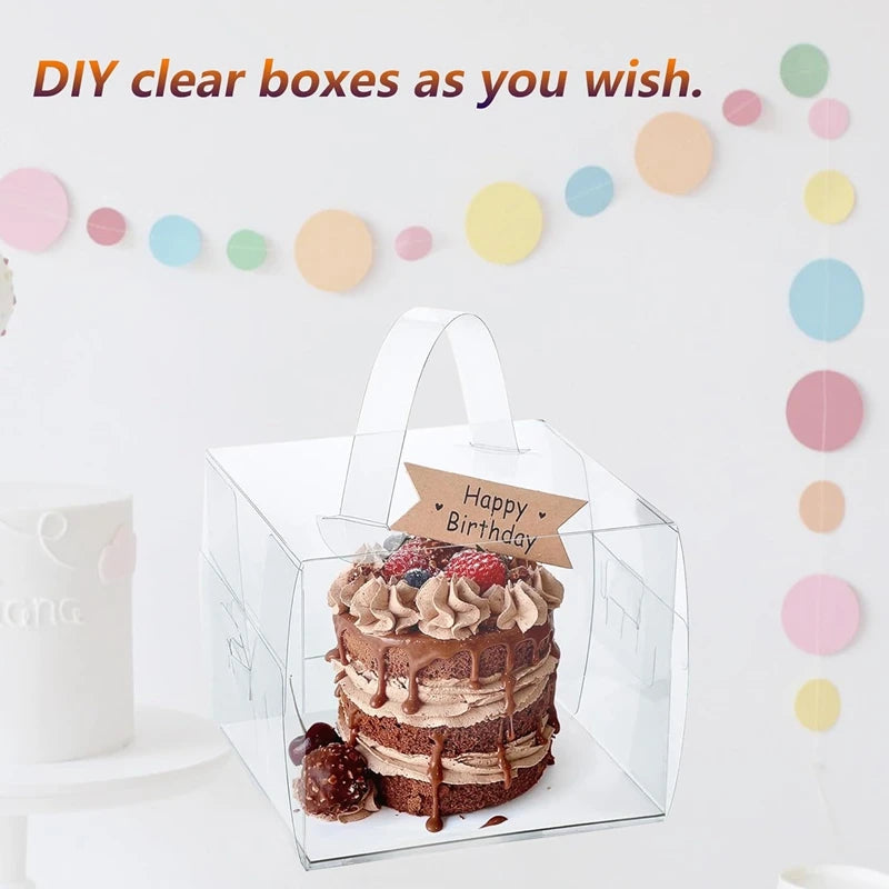 Transparent Cake Box with Handle – Cupcake Gift Packaging 5/2Pcs Cake Packaging Box Babs