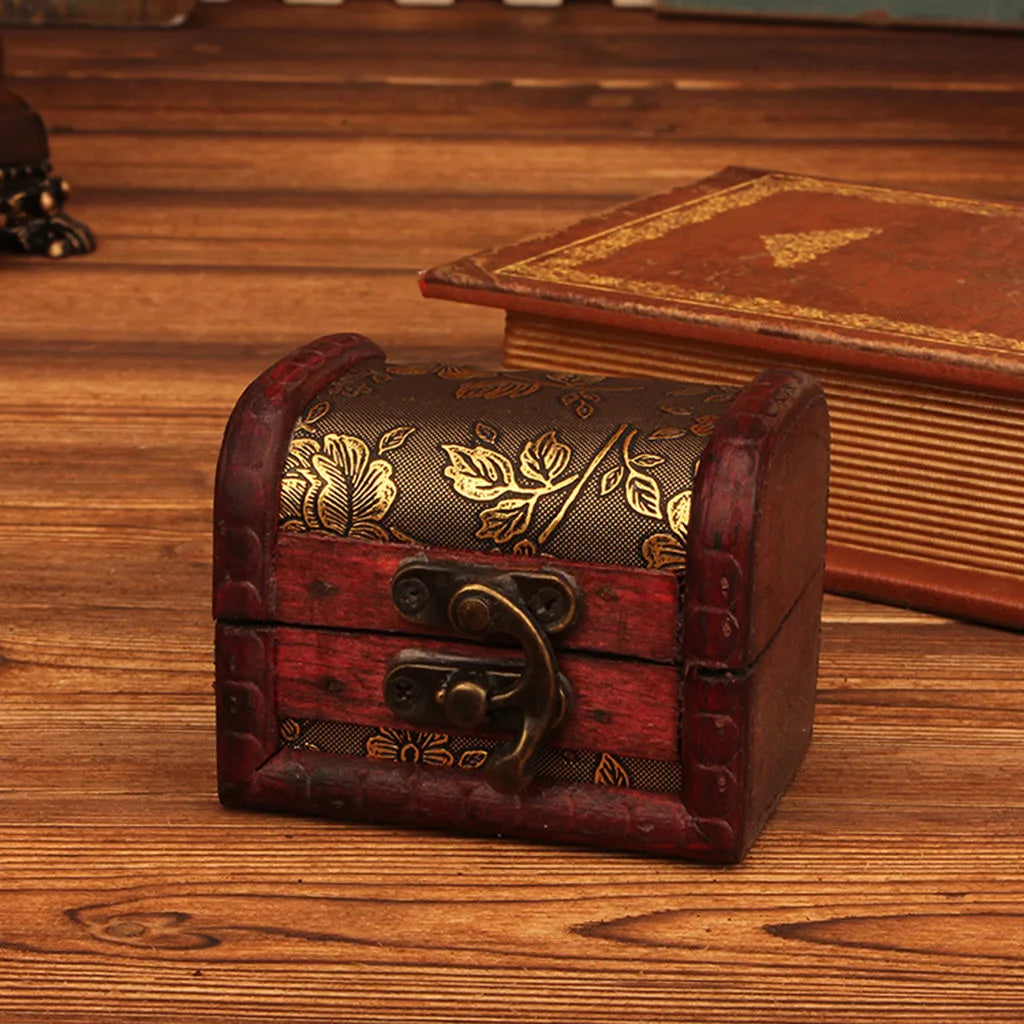 Chinese Vintage Wooden Jewelry Box with Lock | Ring & Earring Storage Wooden Jewelry Box Babs Brown