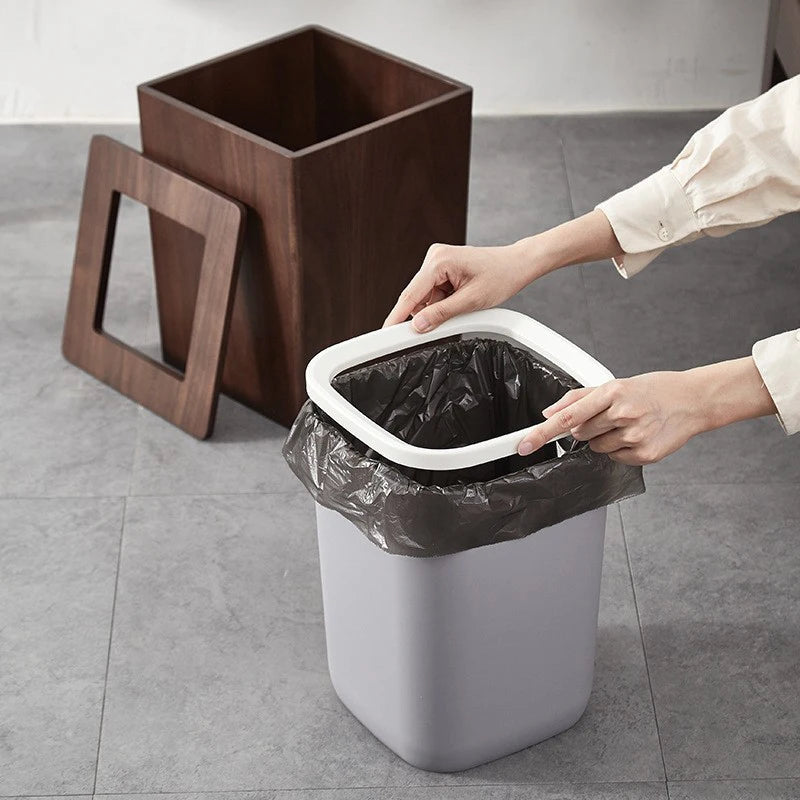 Nordic Wooden Trash Can 12L | Home Waste Bin | Rectangular Wooden Waste Bin Babs