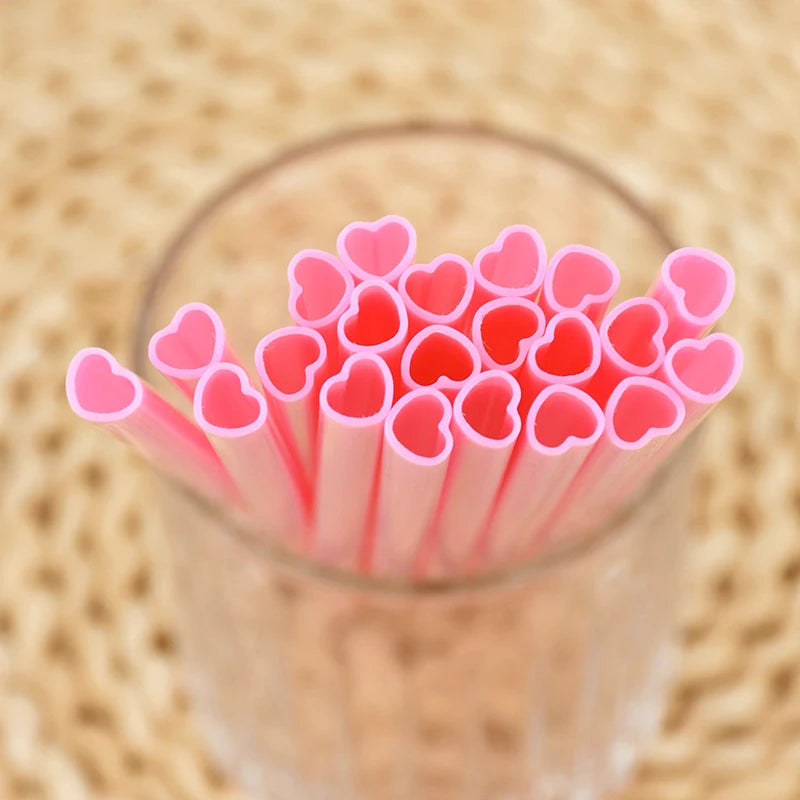 Pink Heart Disposable Straws – Bridal Shower & Party Supplies Disposable Party Straws Babs
