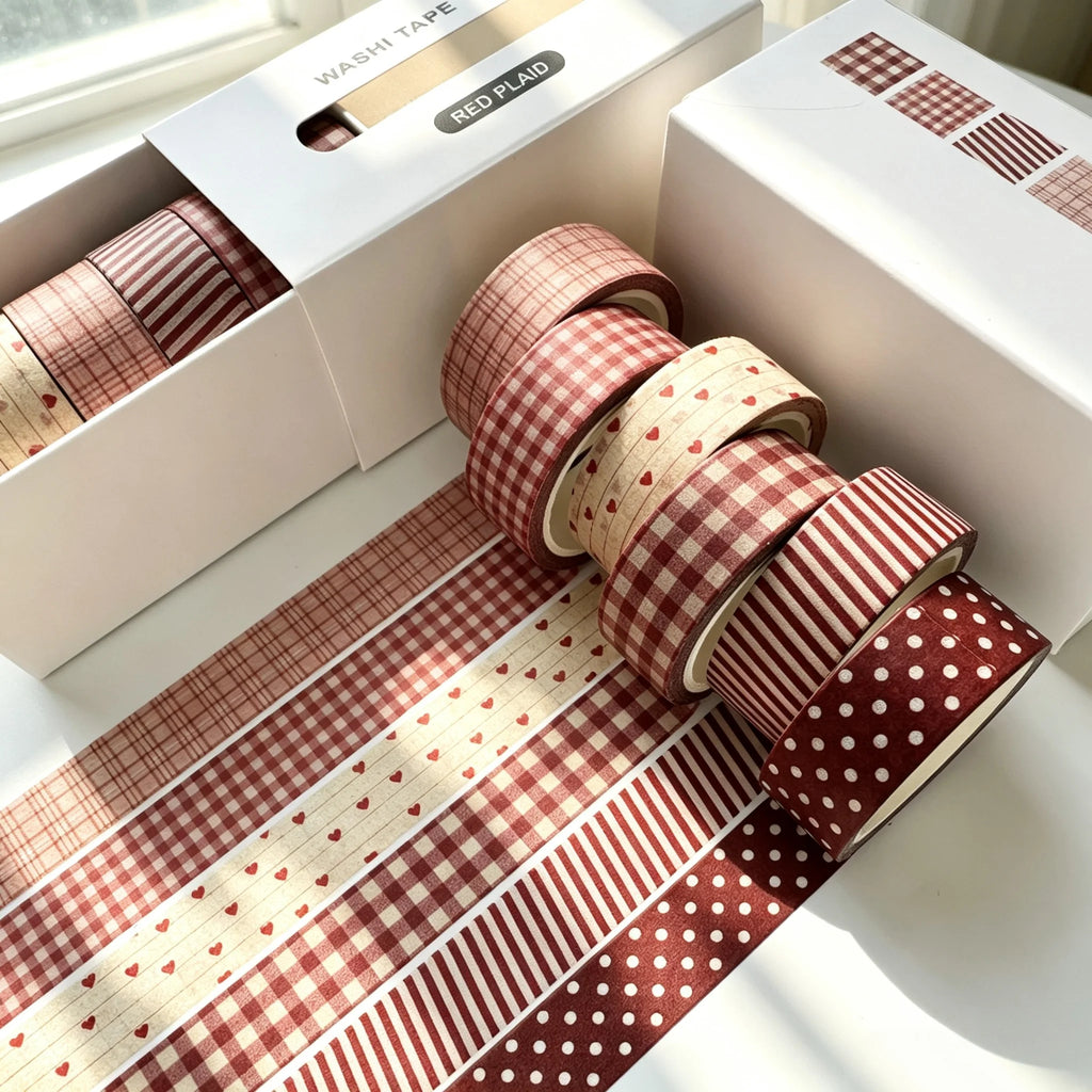 Washi Tape Set 6 Rolls Checked Design – Crafts, Journals & More Decorative Craft Tape Babs