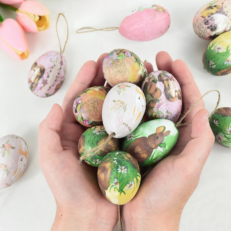 6-Piece Easter Foam Egg & Rabbit Hanging Ornaments Set Easter Hanging Ornaments Babs